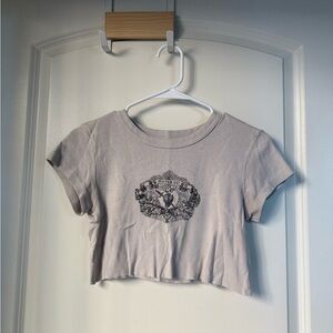 Brandy Melville Gray Graphic Crop Top